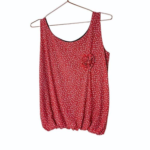 EUC ANGL  Red Printed Swing Top S - Picture 1 of 4